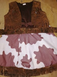 Kids Costumes to Hire - Cowgirl Brown waistcoat & skirt
